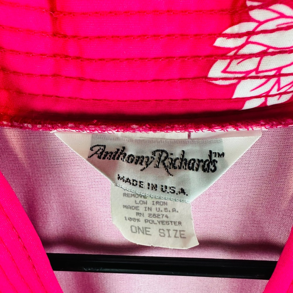 Vintage Anthony Richards Womans One Size Housecoat Robe Half Zip Floral Pink USA - Picture 4 of 8